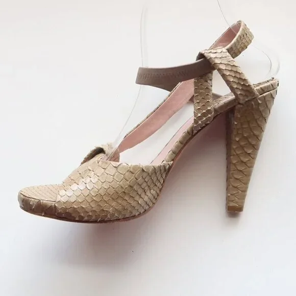 Chloe Sage Green Snakeskin Leather Open Toe Sandals Luxury Designer Summer Shoes - Picture 10 of 16